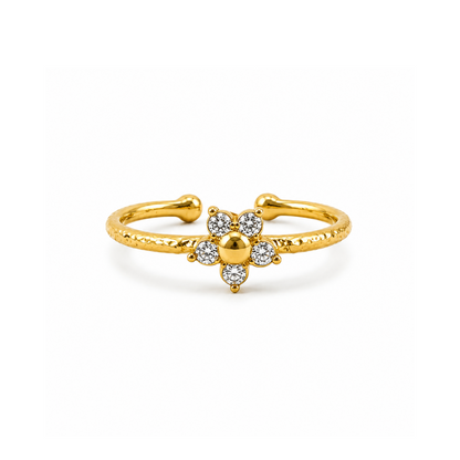 Floral Crystal Cuff Ring