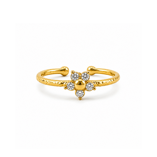 Floral Crystal Cuff Ring