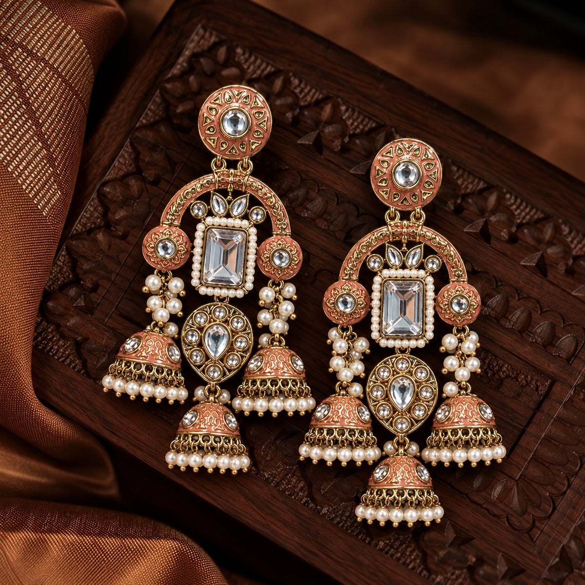 Gulnaar Peach Jhumka