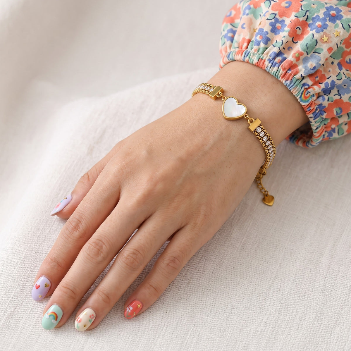 Tennis Trio Heart Bracelet
