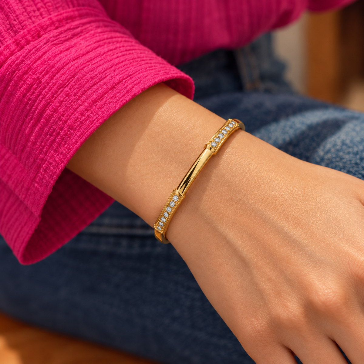 Elara Crystal Openable Bangle