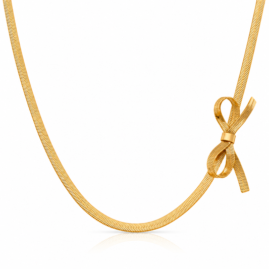 Bow Necklace # Gold