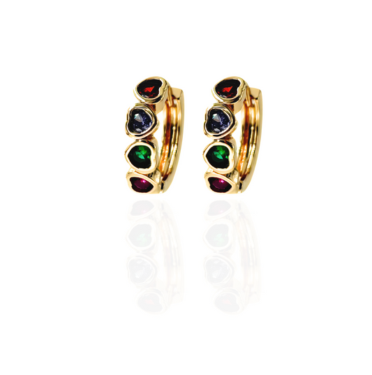 Mini Heart Hoop Earrings Colorful