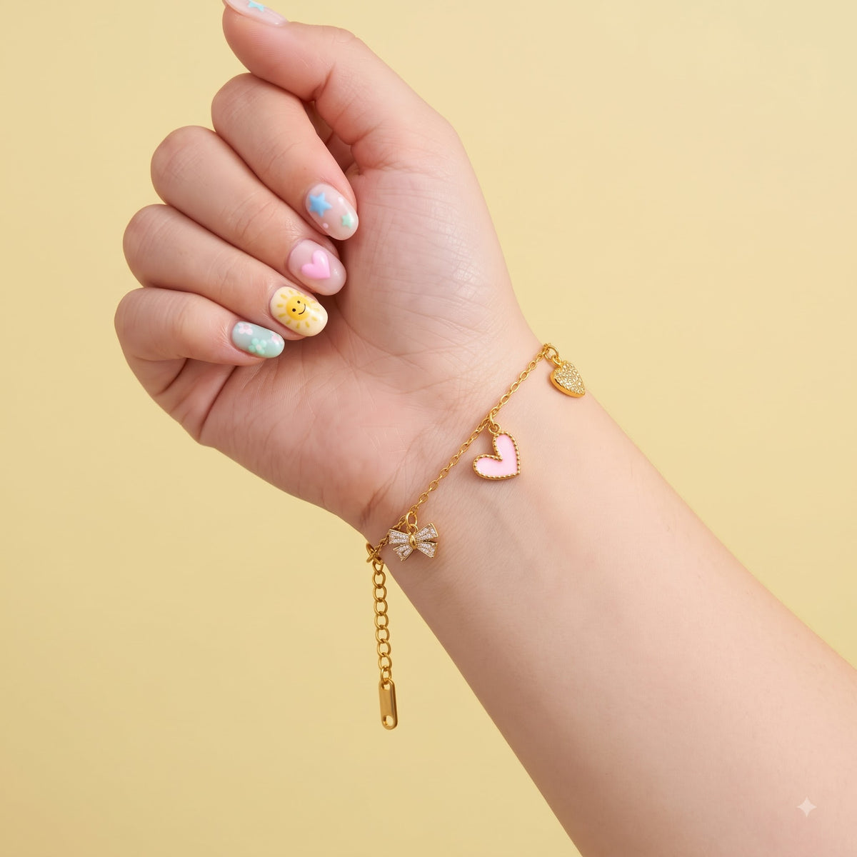 Heart Bow Charm Bracelet