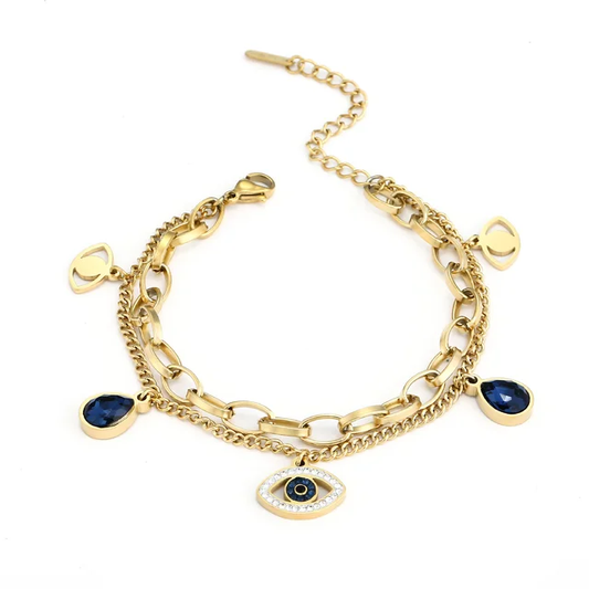 Double Layered Evil Eye Bracelet