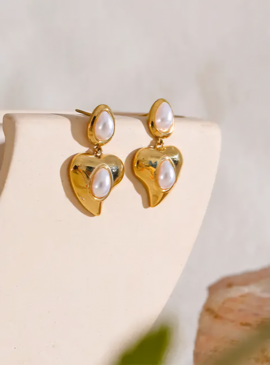 Heart Pearl Earrings