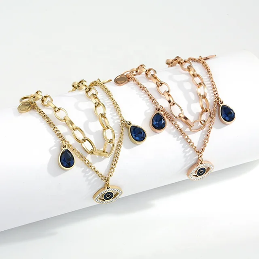 Double Layered Evil Eye Bracelet