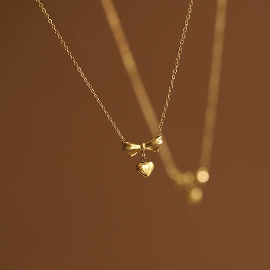 Bow Heart Necklace