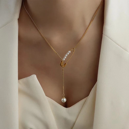 Safetypin Pearly Necklace