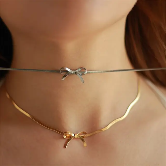Bow Necklace # Gold