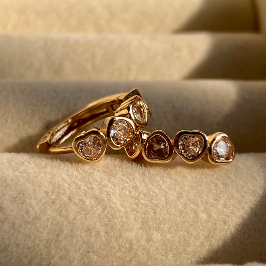 Mini Heart Hoop Earrings White